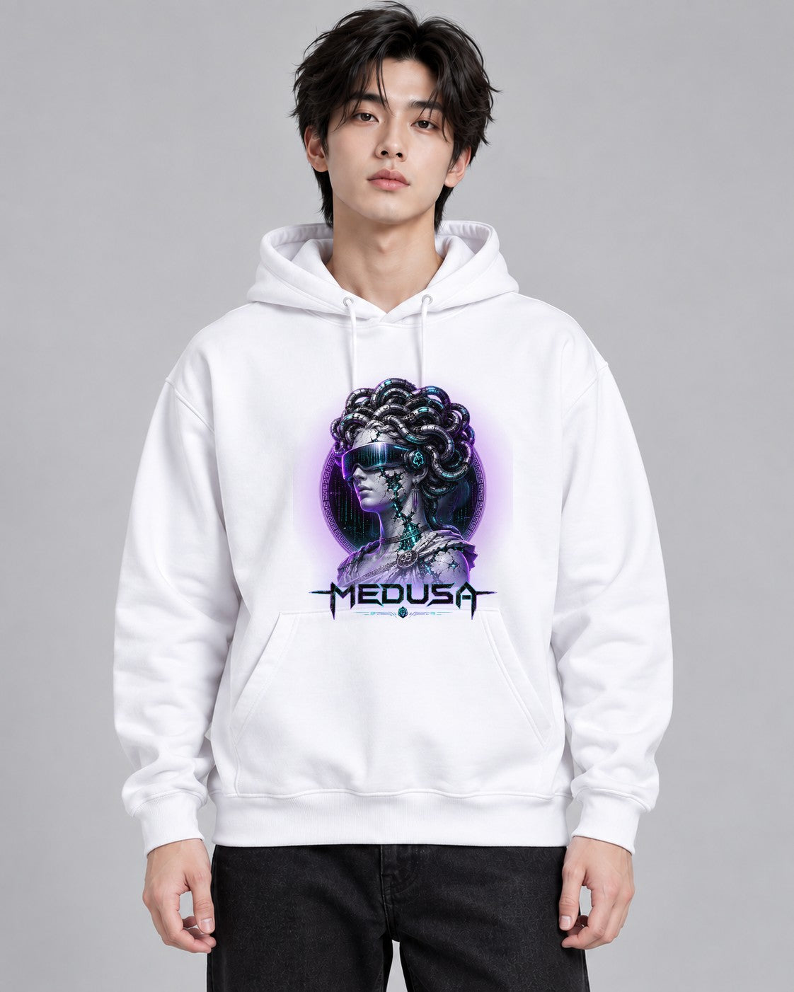 Cyberpunk Medusa Greek Statue Cyber - White