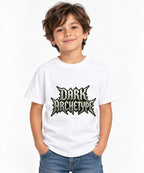 Dark Archangel Gothic Metal Lettering Graphic Tee Design - White