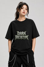 Dark Archangel Gothic Metal Lettering Graphic Tee Design - Black