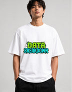 Data Breakdown Pixel Art Retro Gaming Typography Graphic Tee - White