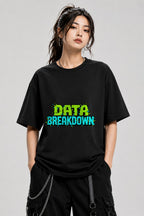 Data Breakdown Pixel Art Retro Gaming Typography Graphic Tee - Black