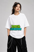 Data Breakdown Pixel Art Retro Gaming Typography Graphic Tee - White