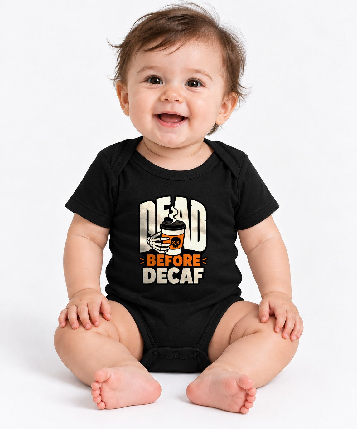 Dead Before Decaf Skeleton Coffee Shirt - Funny Caffeine Lover Tee - Black