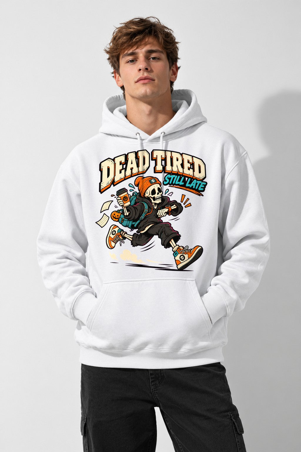 Dead Tired Still Late - White