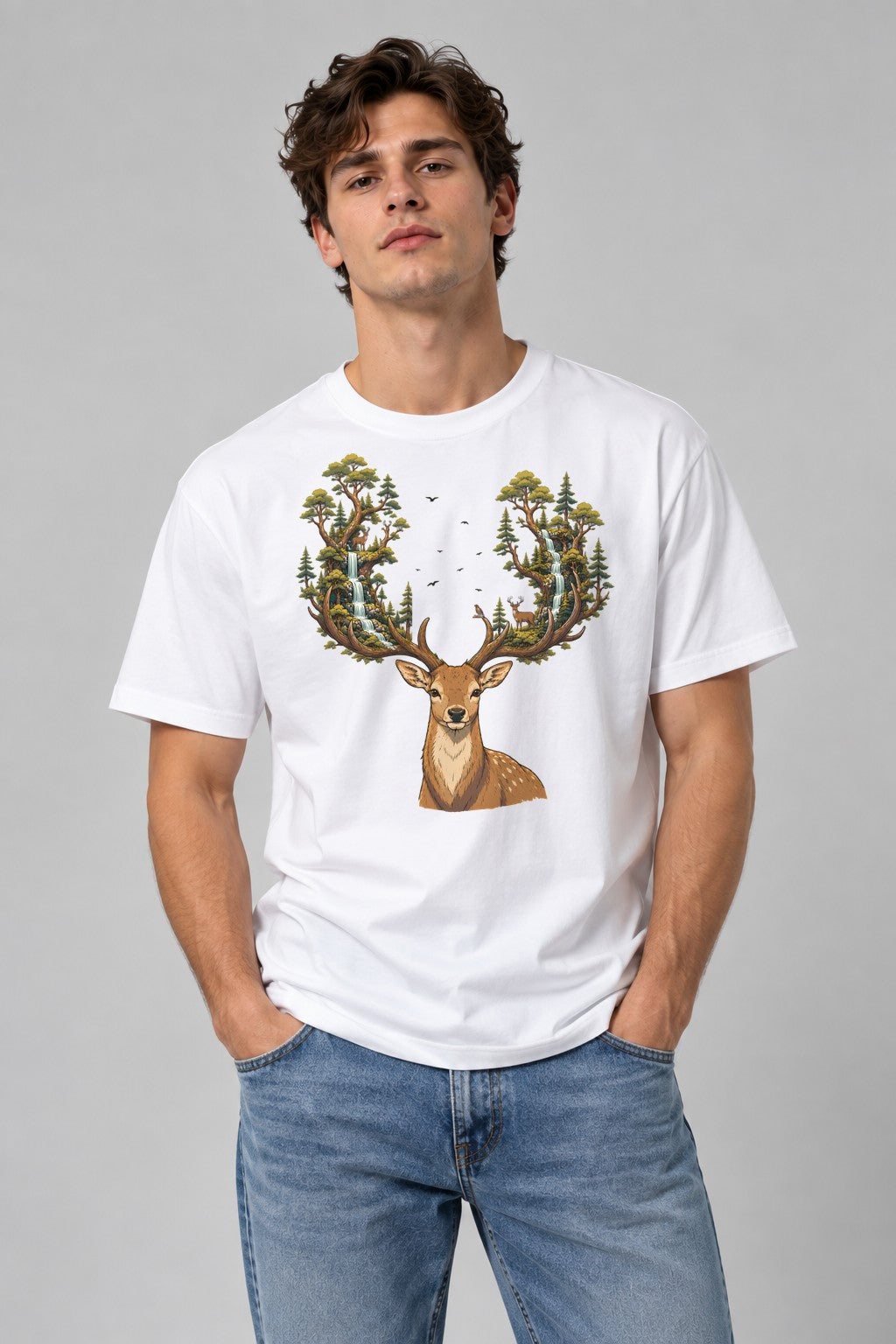 Deer Forest Antlers - White
