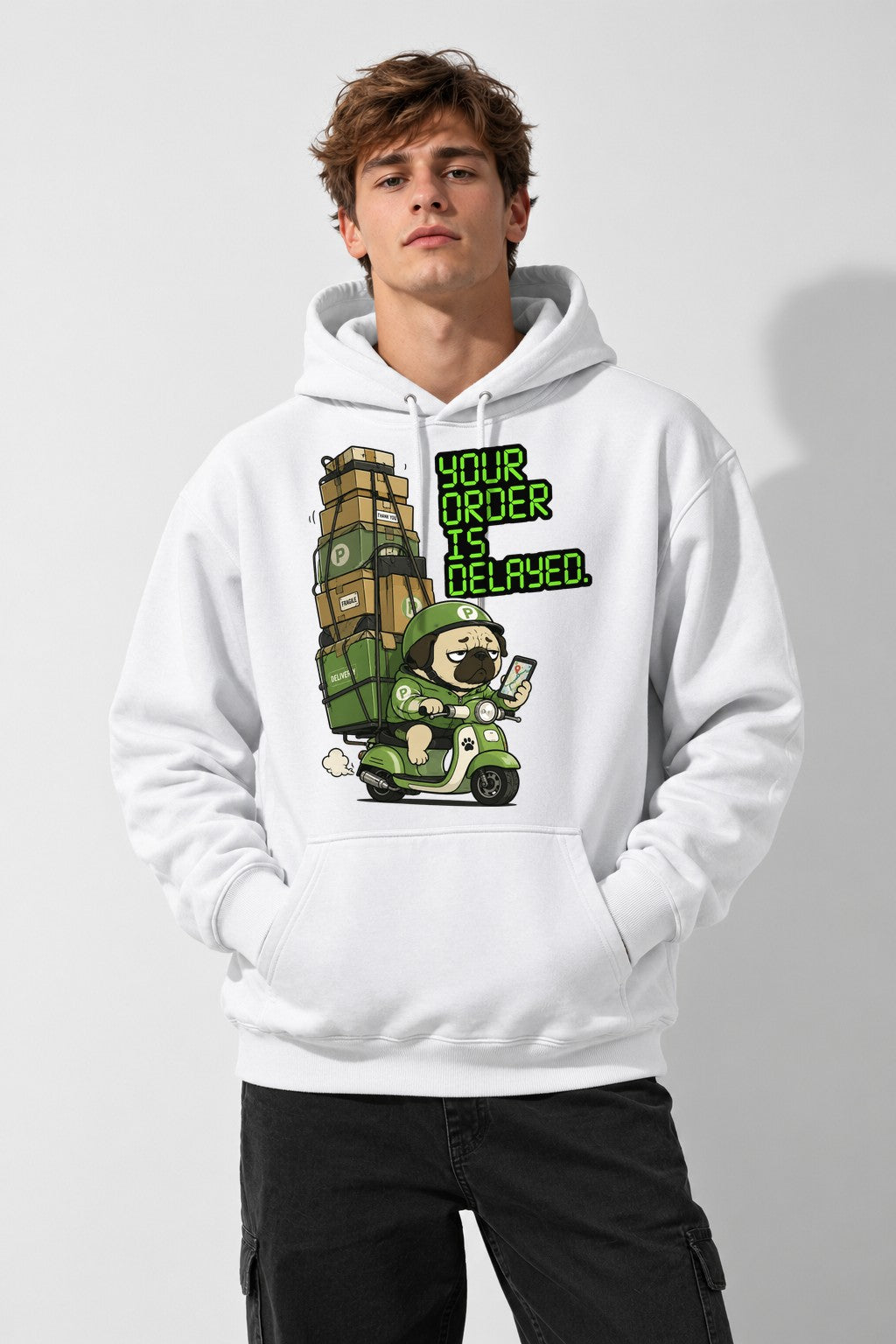 Delayed Delivery Pug - White