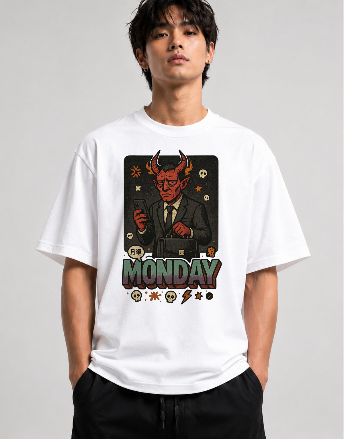 Demon Salaryman Commute - White