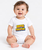 Depth Perception Retro Typography Shirt - 3D Layered Text Design - White