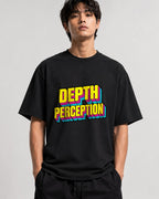 Depth Perception Retro Typography Shirt - 3D Layered Text Design - Black
