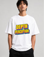 Depth Perception Retro Typography Shirt - 3D Layered Text Design - White