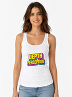 Depth Perception Retro Typography Shirt - 3D Layered Text Design - White
