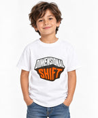 Dimensional Shift Graphic Tee - 3D Warped Typography Street Style - White