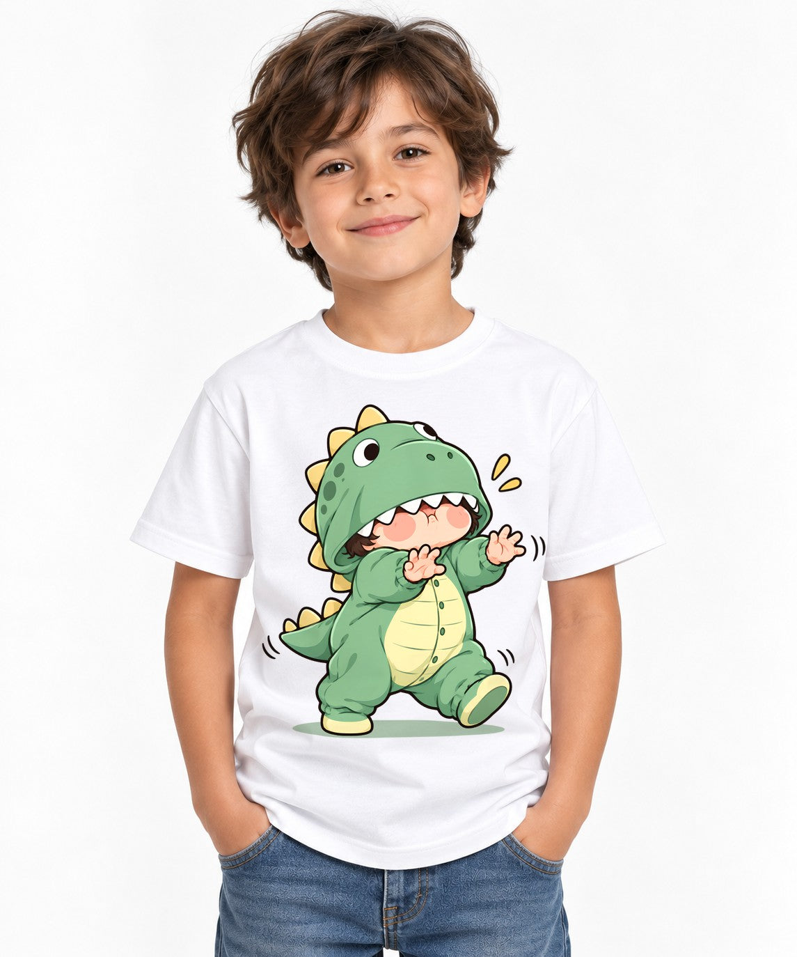 Dinosaur Onesie Kid - White