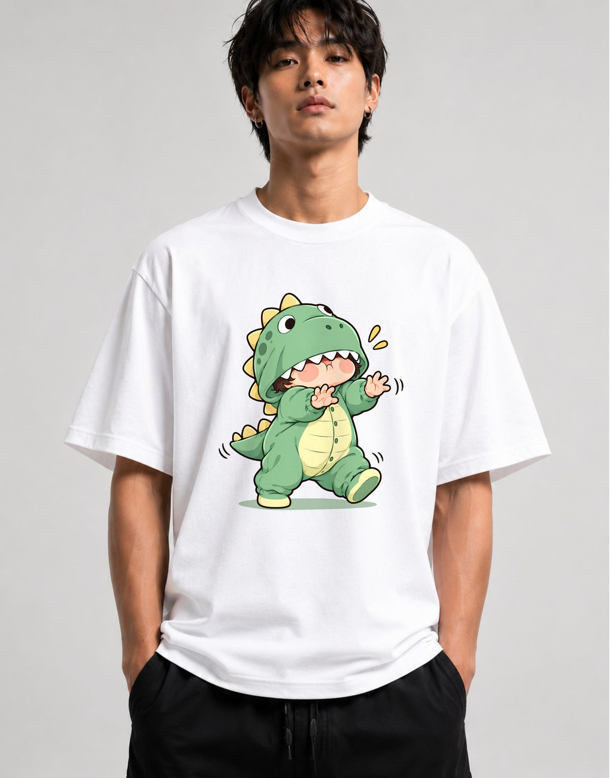 Dinosaur Onesie Kid - White