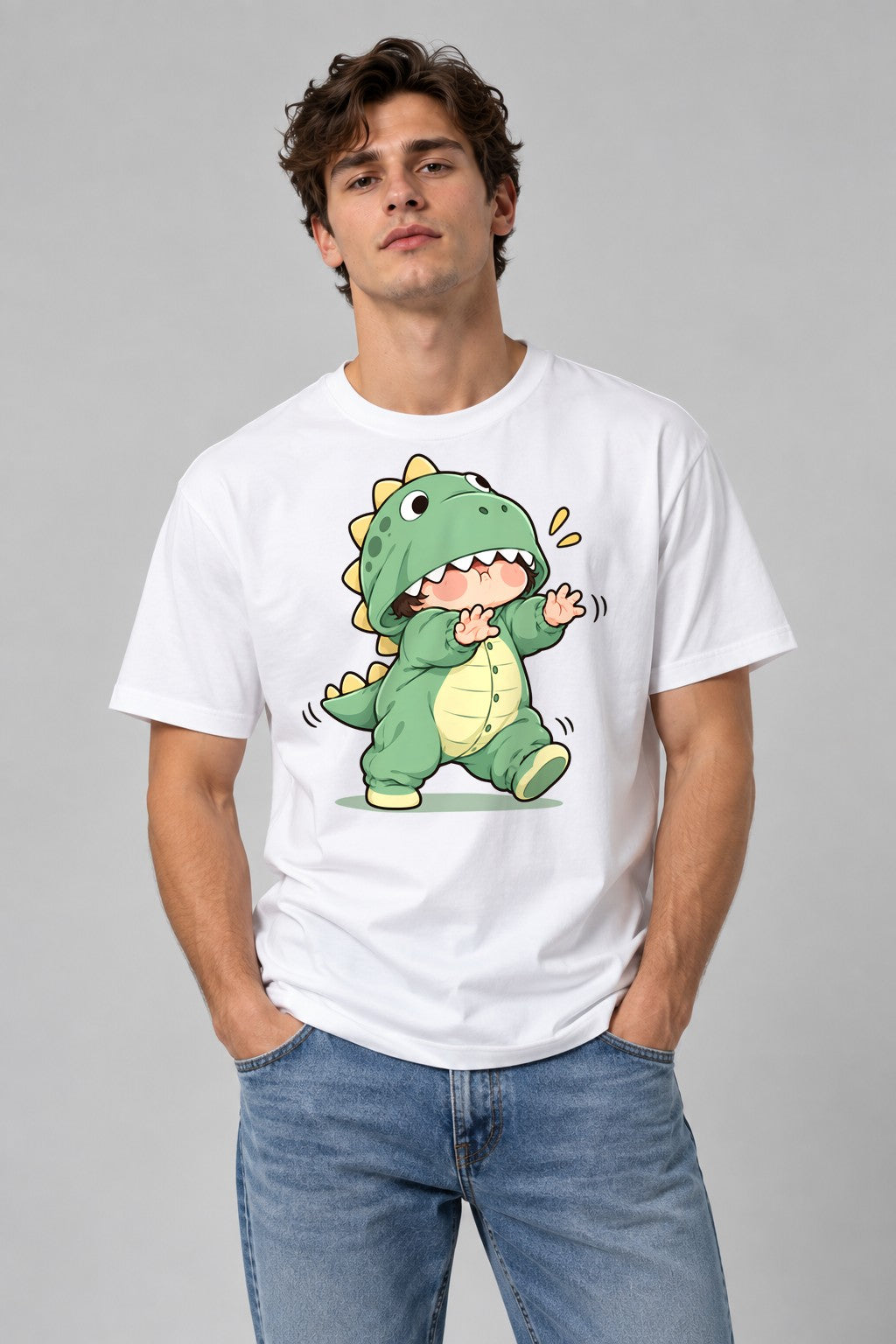 Dinosaur Onesie Kid - White
