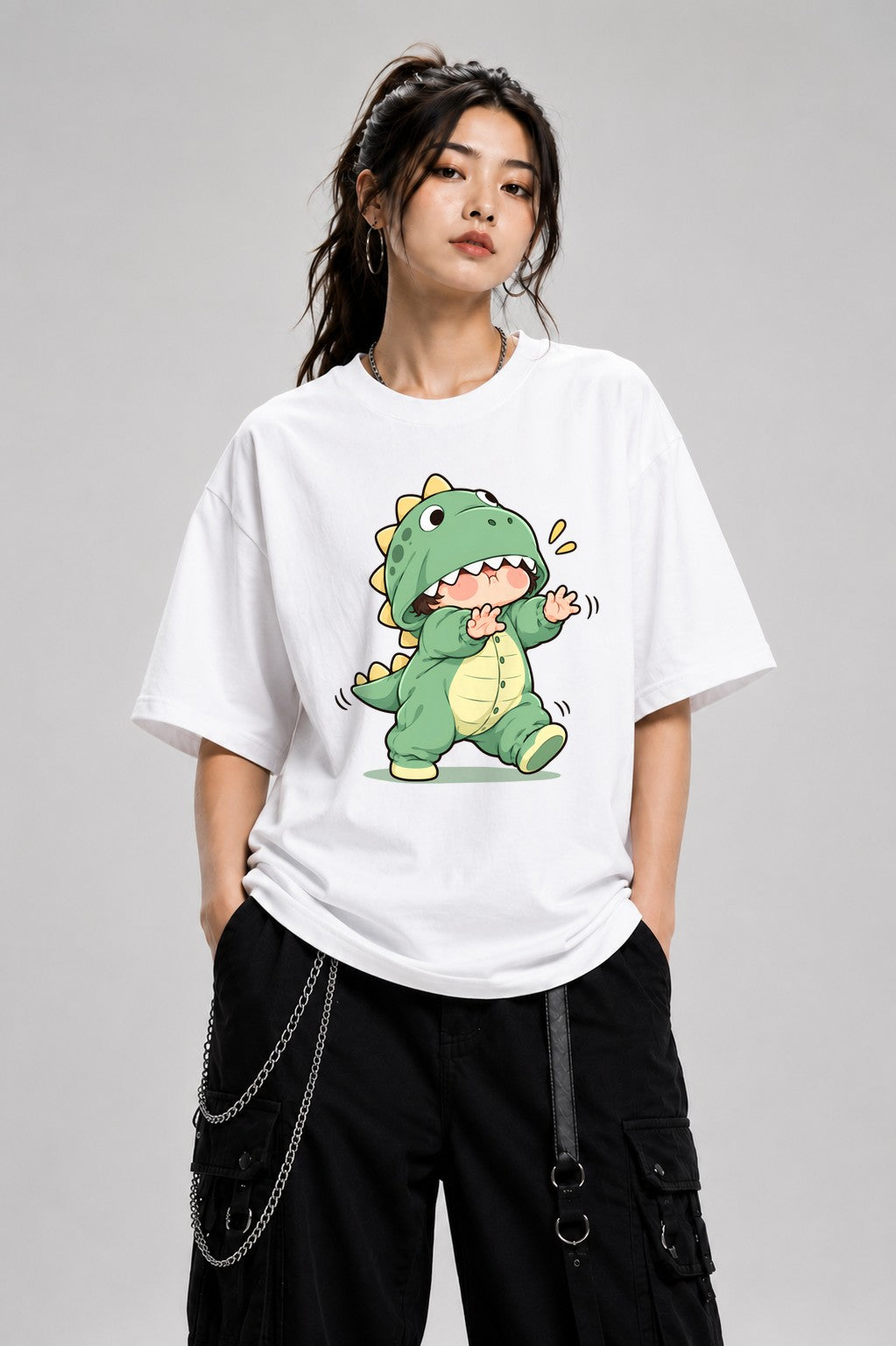 Dinosaur Onesie Kid - White