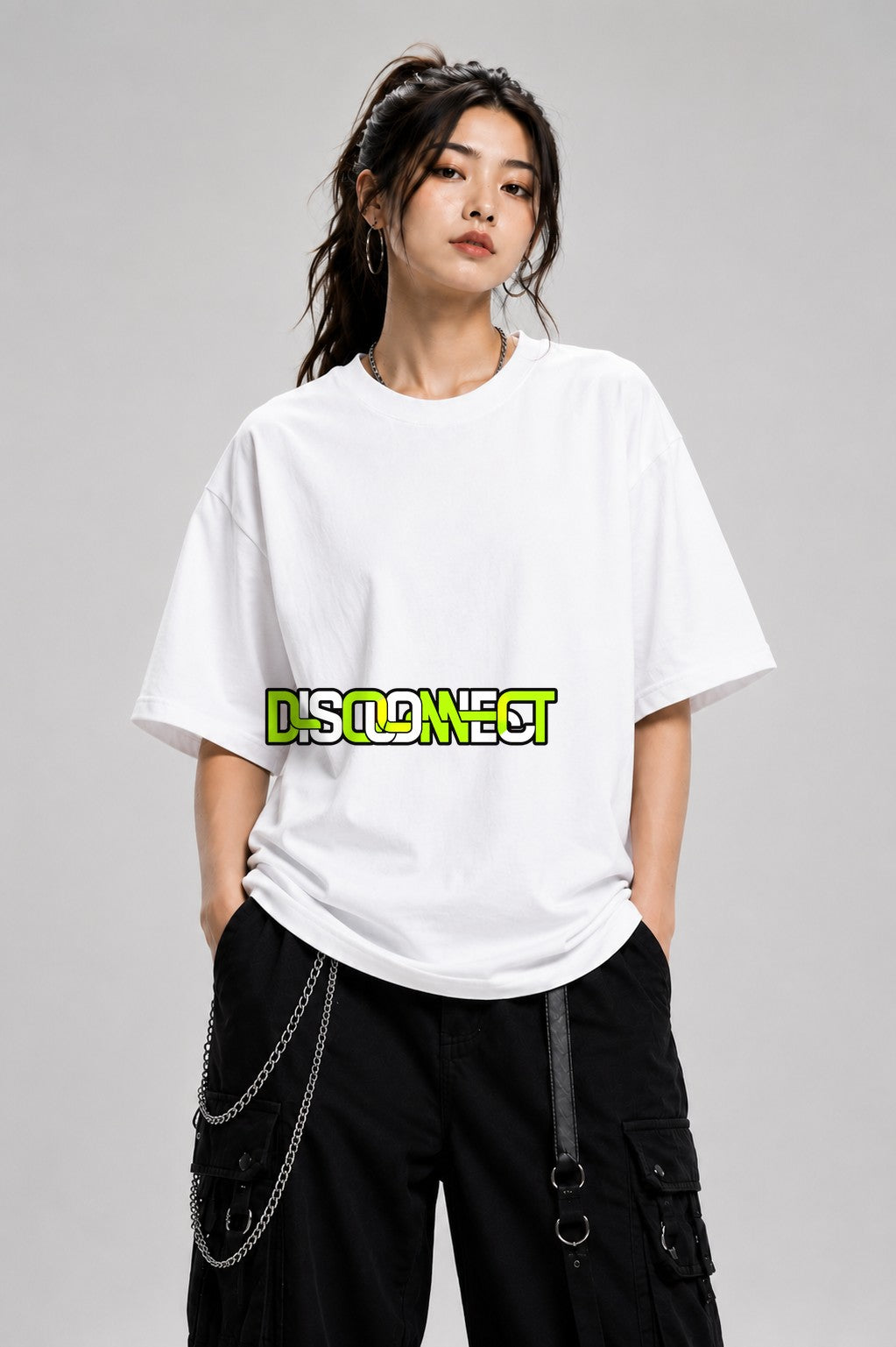 Disconnect Typography Graphic Tee - Bold Statement Design - White