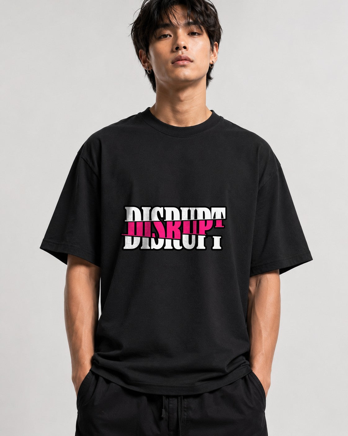 Disrupt Mashup Graphic Tee Bold Statement Street Style - Black