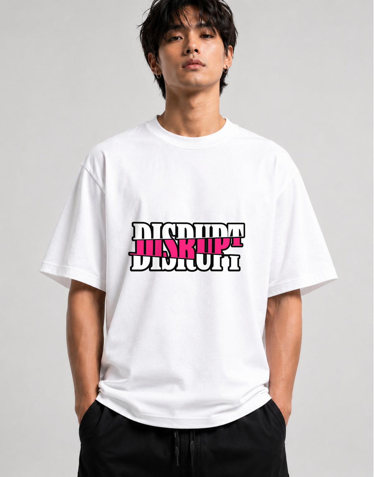 Disrupt Mashup Graphic Tee Bold Statement Street Style - White