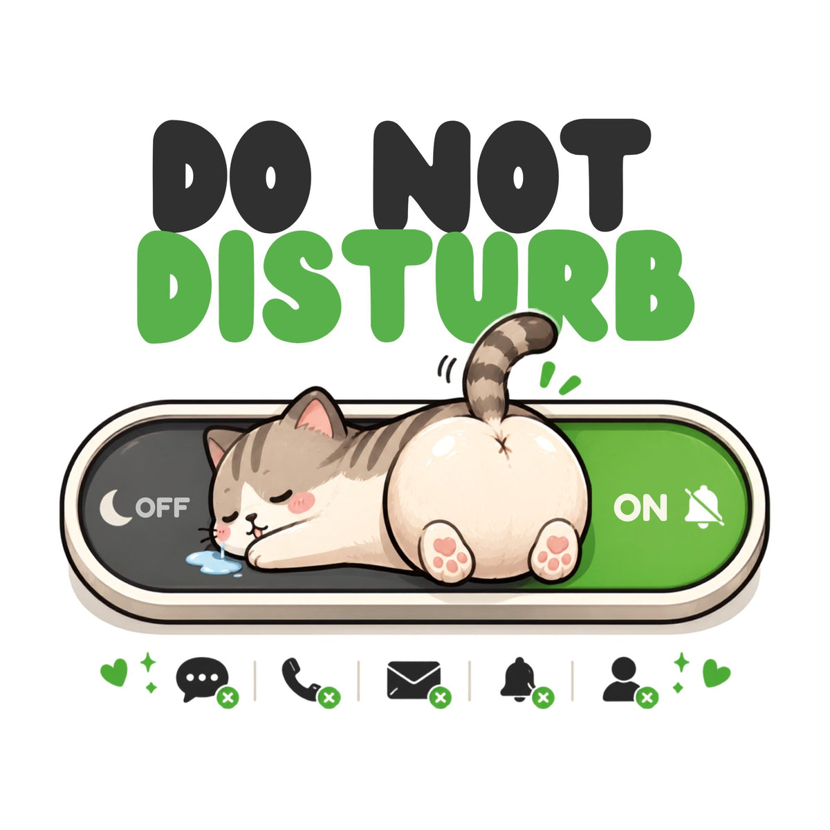 Do Not Disturb - Cute Sleeping Cat Toggle Switch Introvert Graphic T-Shirt