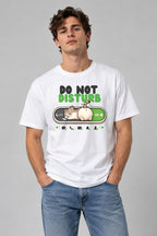 Do Not Disturb - Cute Sleeping Cat Toggle Switch Introvert Graphic T-Shirt - White