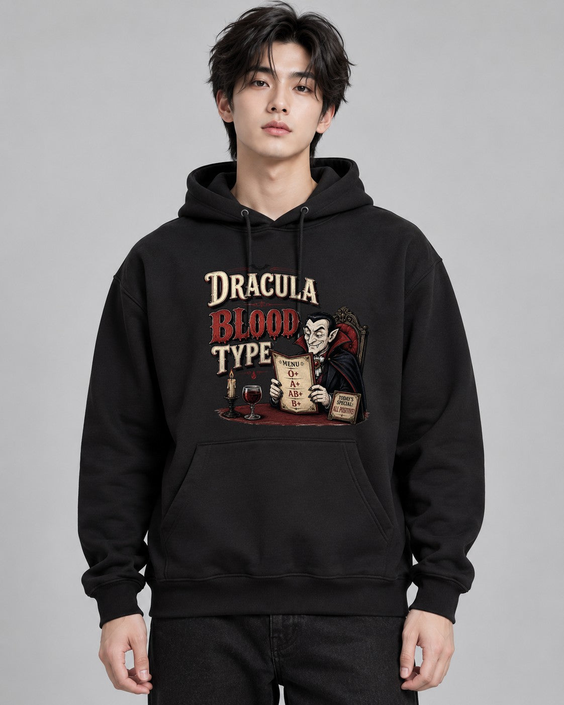 Dracula Blood Type Menu All Positive - Black