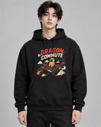 Dragon Commute Funny Pug Riding Asia - Black