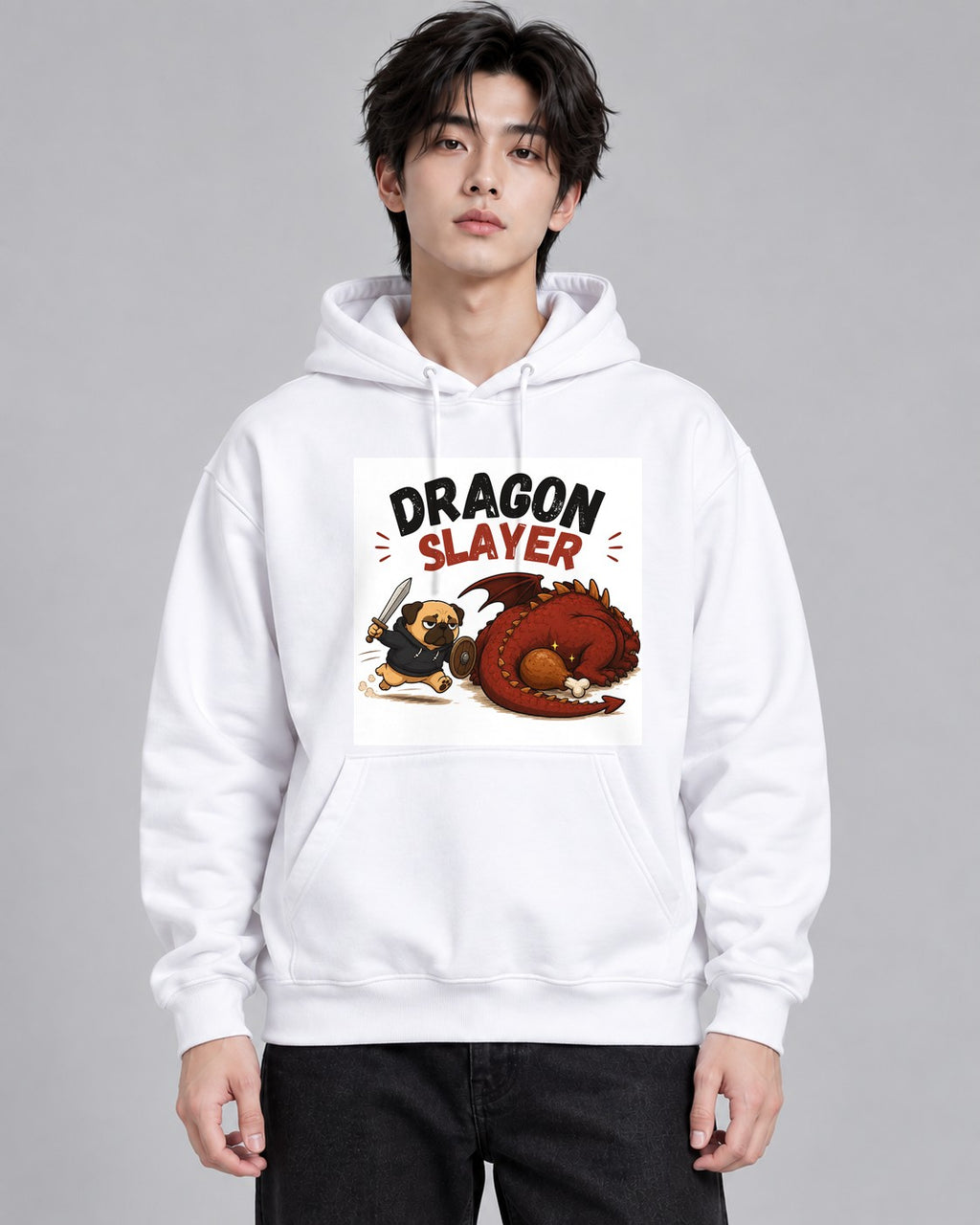 Dragon Slayer Pug Warrior Fantasy RP - White