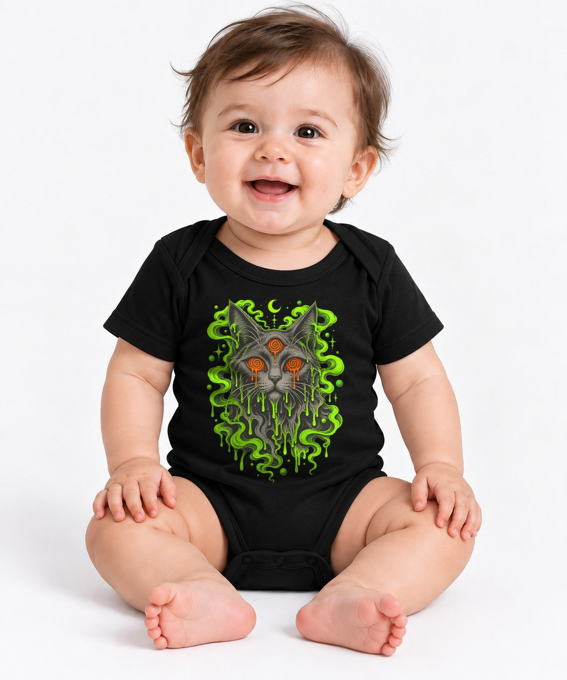 Dripping Psychedelic Cat - Black