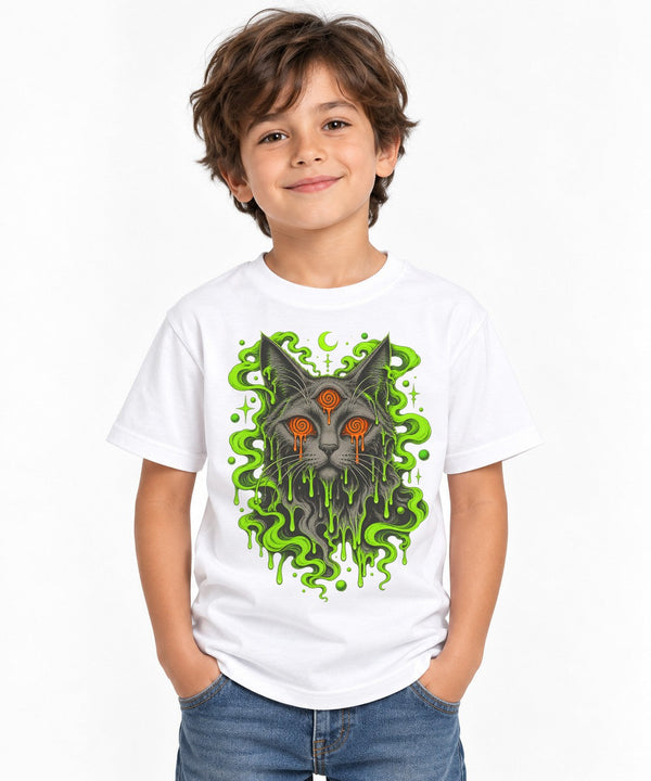 Dripping Psychedelic Cat - White