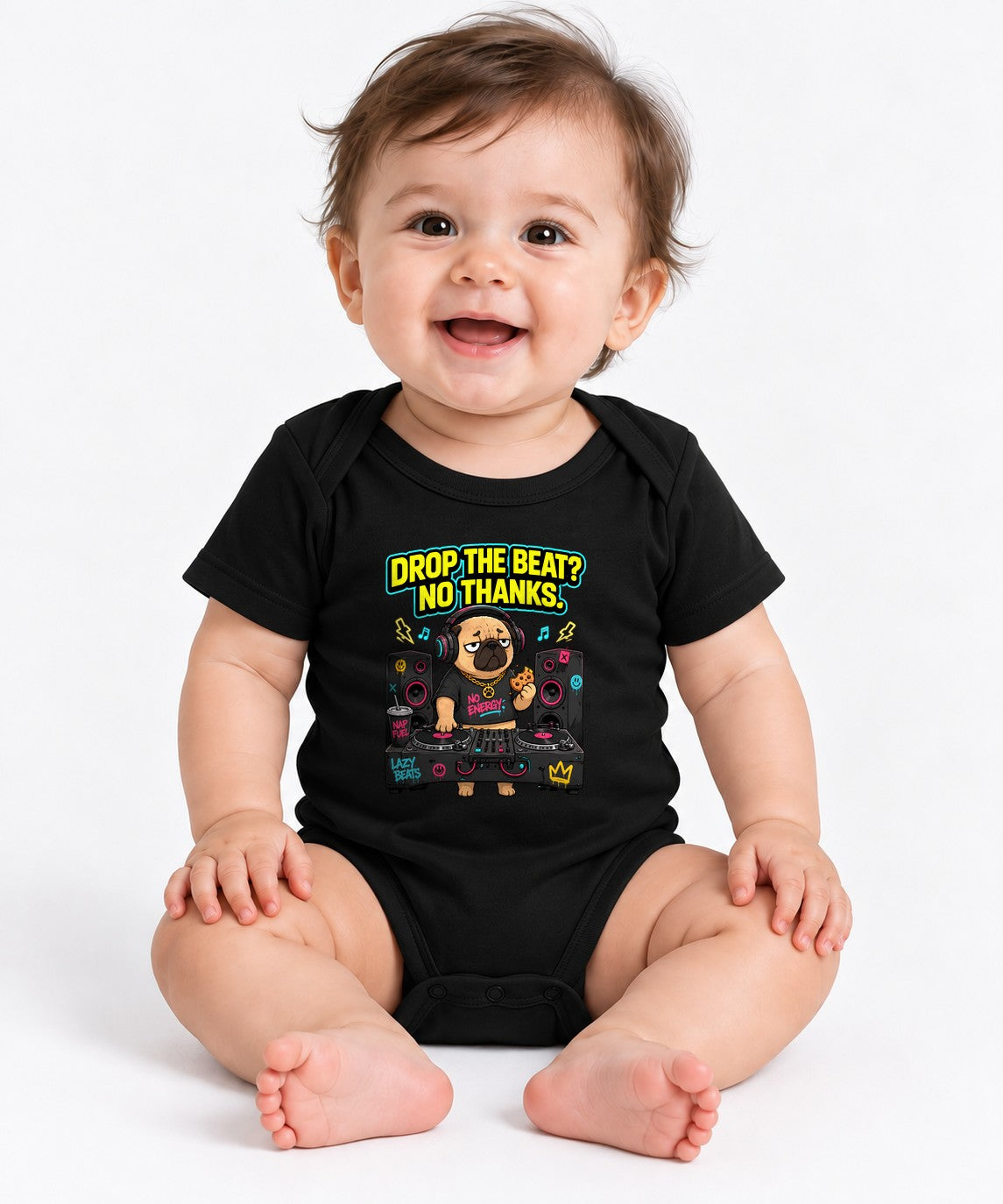 Drop The Beat Pug DJ Shirt - Funny Music Lover Gift - Black