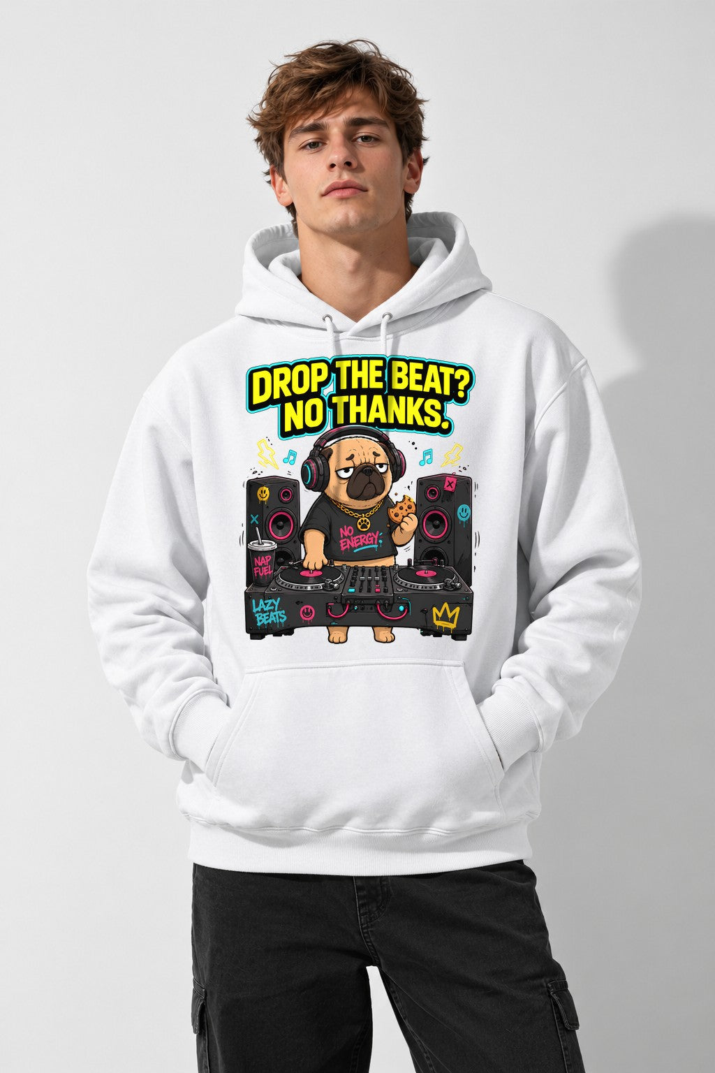 Drop The Beat Pug DJ - White