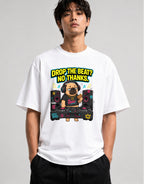 Drop The Beat Pug DJ Shirt - Funny Music Lover Gift - White