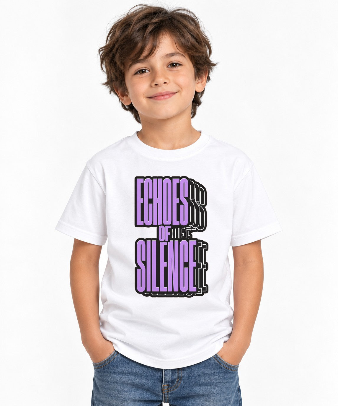 Echoes of Silence Graphic Tee - Bold Typography Street Style - White