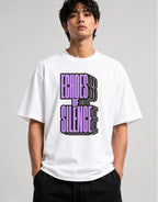 Echoes of Silence Graphic Tee - Bold Typography Street Style - White