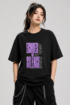 Echoes of Silence Graphic Tee - Bold Typography Street Style - Black