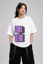 Echoes of Silence Graphic Tee - Bold Typography Street Style - White