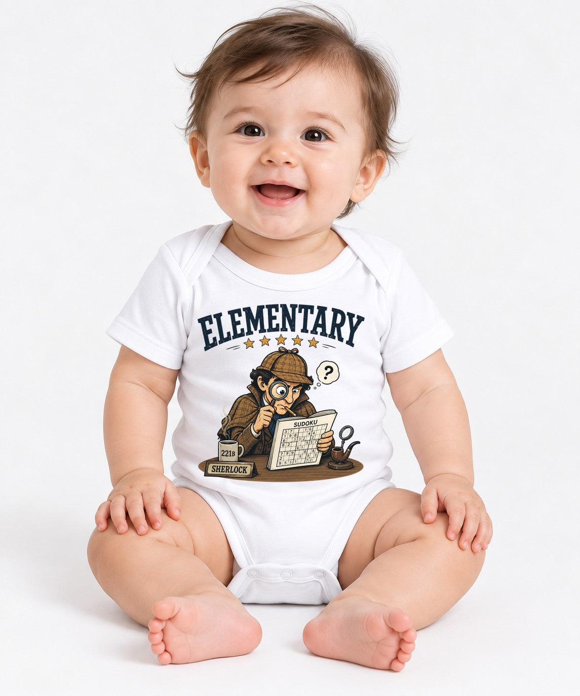 Elementary Detective Solving Sudoku Mystery - White