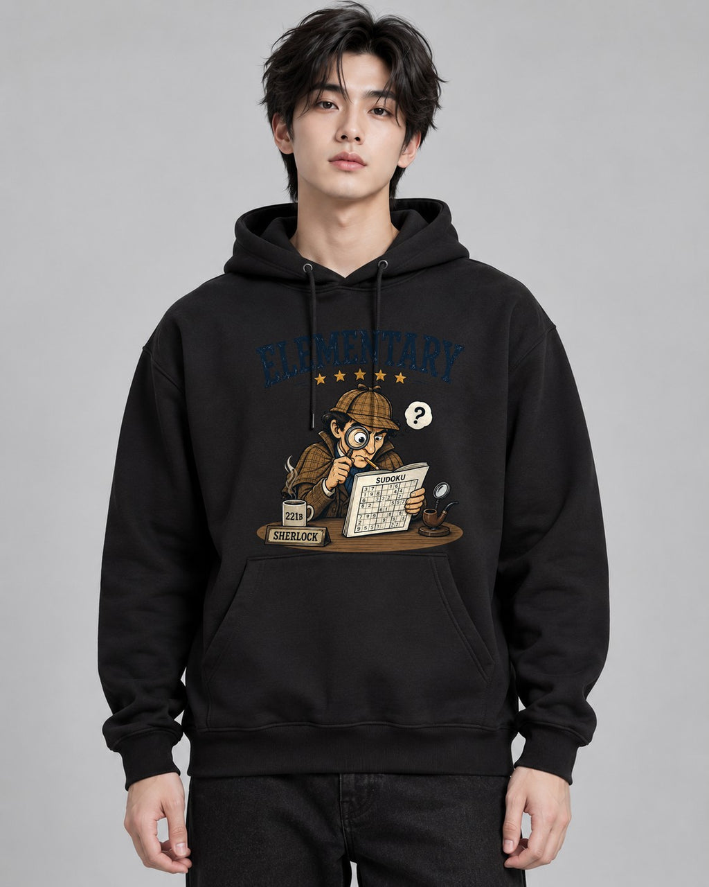 Elementary Detective Solving Sudoku - Black