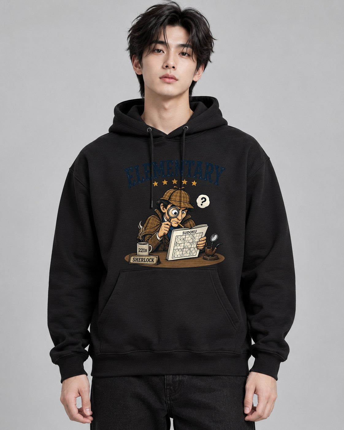 Elementary Detective Solving Sudoku - Black