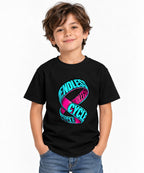 Endless Cycle Möbius Strip Graphic Tee - Bold Typography Art - Black