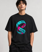 Endless Cycle Möbius Strip Graphic Tee - Bold Typography Art - Black