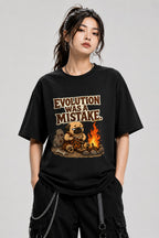 Evolution Was A Mistake Pug Shirt - Funny Caveman Dog Meme Tee - Black