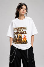 Evolution Was A Mistake Pug Shirt - Funny Caveman Dog Meme Tee - White