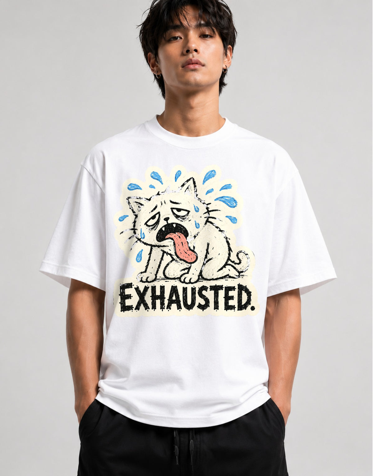 Exhausted Dog - White