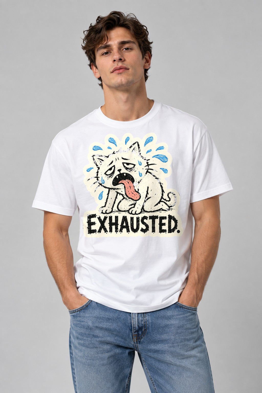 Exhausted Dog - White