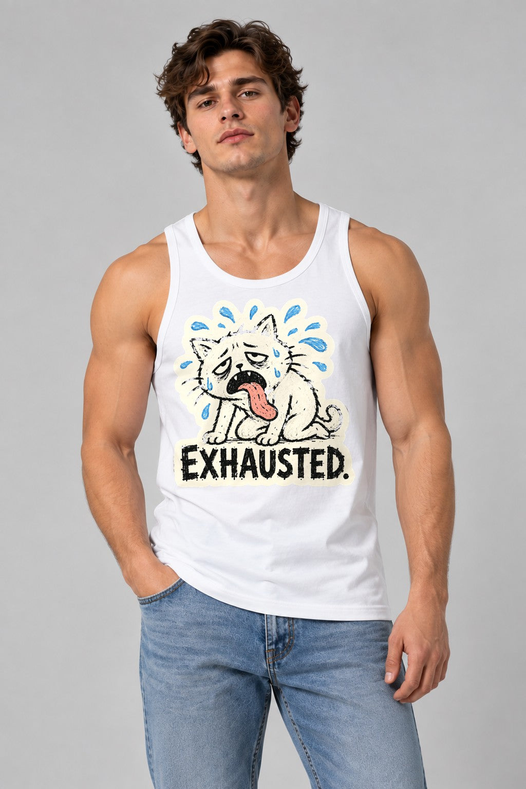 Exhausted Dog - White