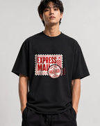 Express Mail Stamp Tee - Vintage Postal Service Graphic - Black
