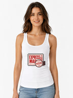 Express Mail Stamp Tee - Vintage Postal Service Graphic - White
