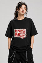 Express Mail Stamp Tee - Vintage Postal Service Graphic - Black